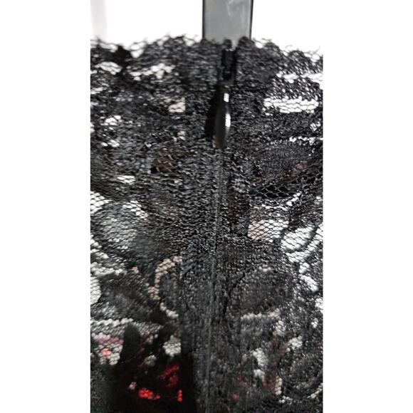 Eliza J Women's Black Lace Velvet Sleeveless Boat Neck Sheath Dress Size 6 - Picture 5 of 8